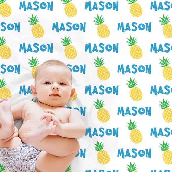 Pineapple Baby Blanket Personalized Pineapple Baby Boy Name