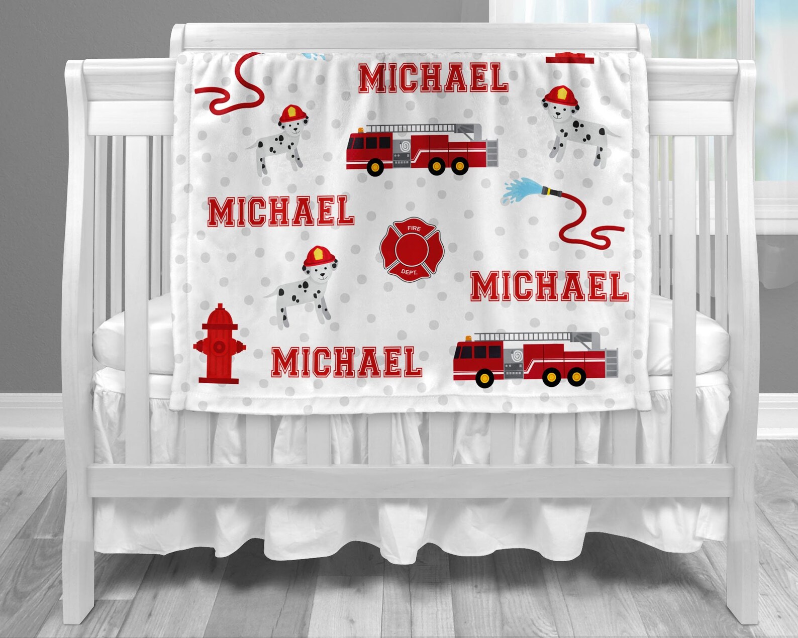 Boy Fire Truck Blanket Fireman Baby Gift Firefighter Etsy