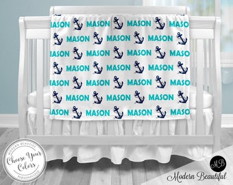 Baby boy nautical name blanket, anchor baby blanket, boy or girl, personalized baby gift, custom name blanket, baby shower gift- anchor gift