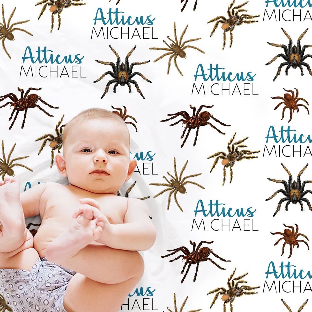 Tarantulas Baby Blanket, Spiders Newborn Name Blanket, Arachnid Baby