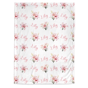 Personalized lily swaddle blanket floral jersey baby blanket newborn lily baby shower gift flower jersey swaddle customized monogram Bild 2