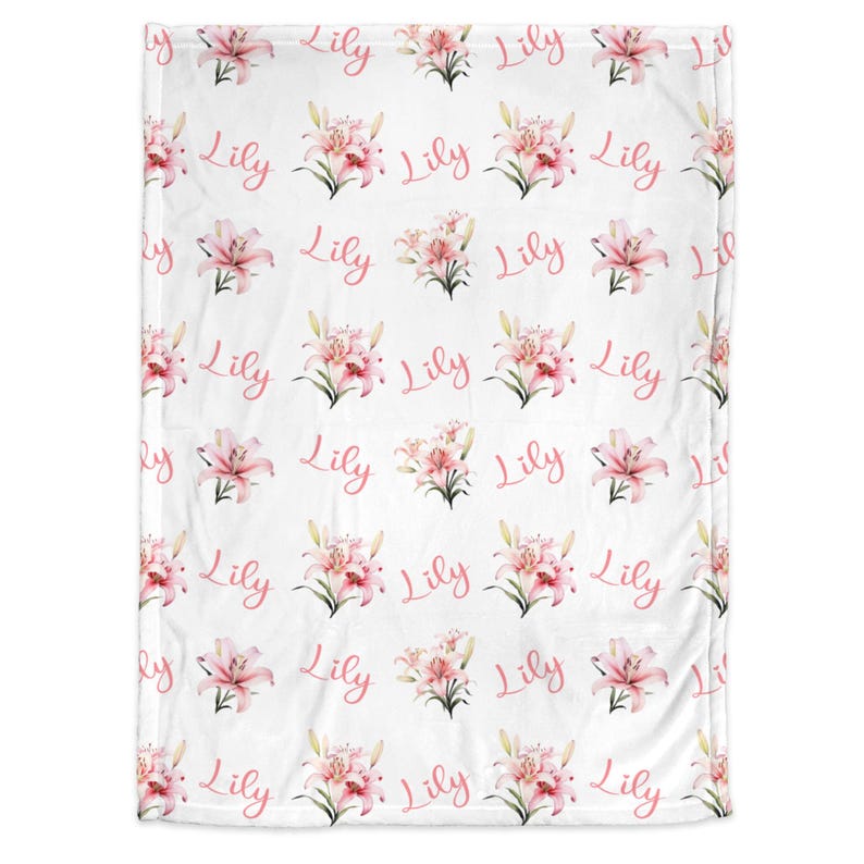 Personalized lily swaddle blanket floral jersey baby blanket newborn lily baby shower gift flower jersey swaddle customized monogram Bild 2