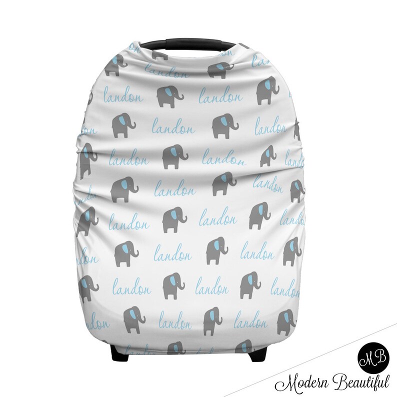 Baby Boy Or Girl Elephant Car Seat Canopy Cover Custom Infant Image 0