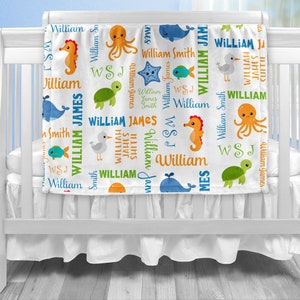 Under the Sea Baby Boy Blanket, Under the Sea Personalized Baby Blanket ...