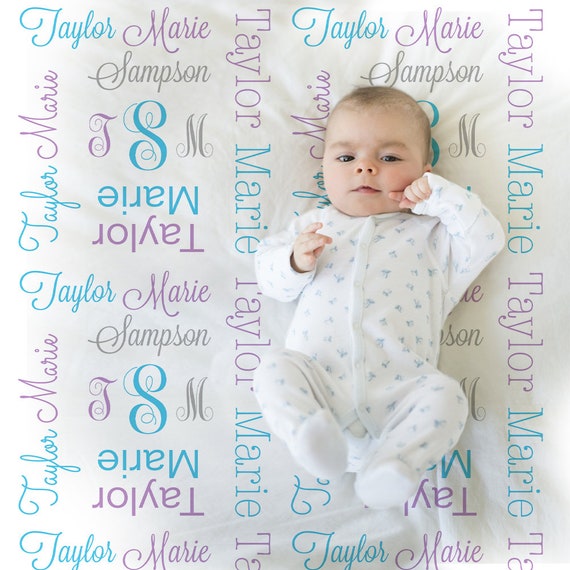 etsy personalized swaddle blanket