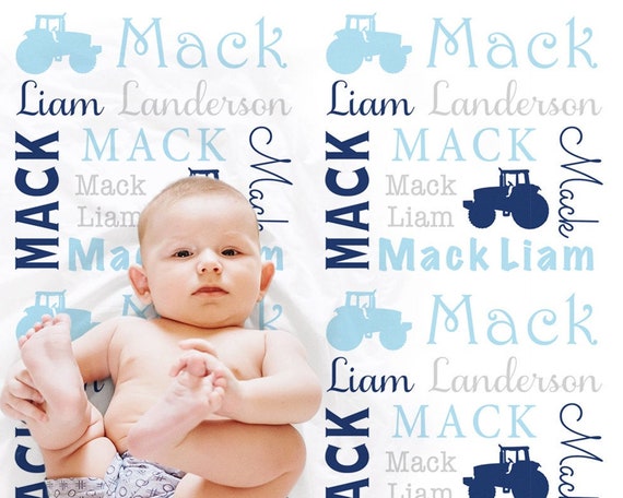 Tractor baby blanket, farm baby blanket, boy blanket, boy tractor blanket, tractor name blanket, tractor baby gift- farmer blanket- tractor Il_570xn