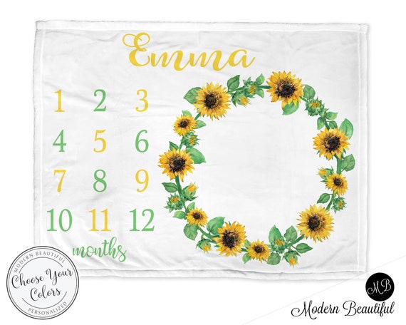 personalized sunflower baby blanket