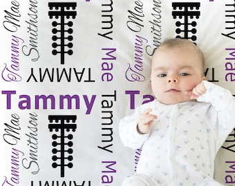Purple drag racing blanket, race tree swaddle blanket, personalized girl racing blanket, newborn dragster baby gift, racing name blanket