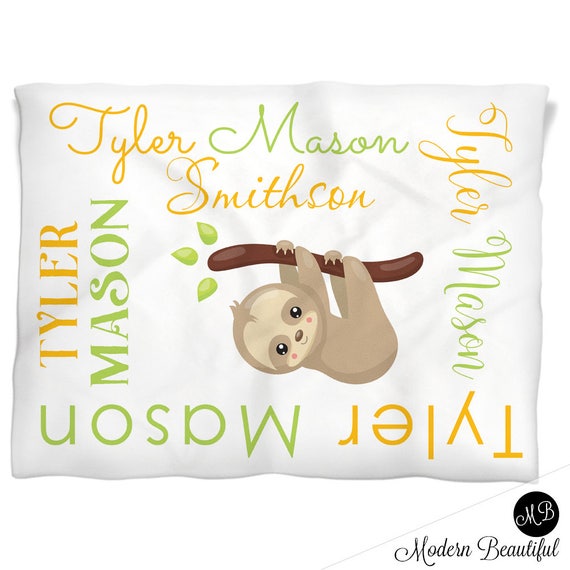 personalized sloth baby blanket