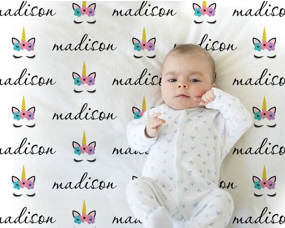 personalized unicorn baby blanket