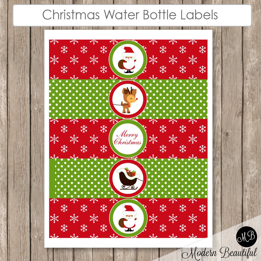 Christmas Water Bottle Labels Printable Red Snowflake And Etsy Christmas Water Bottle Labels Printable Red Snowflake And Etsy