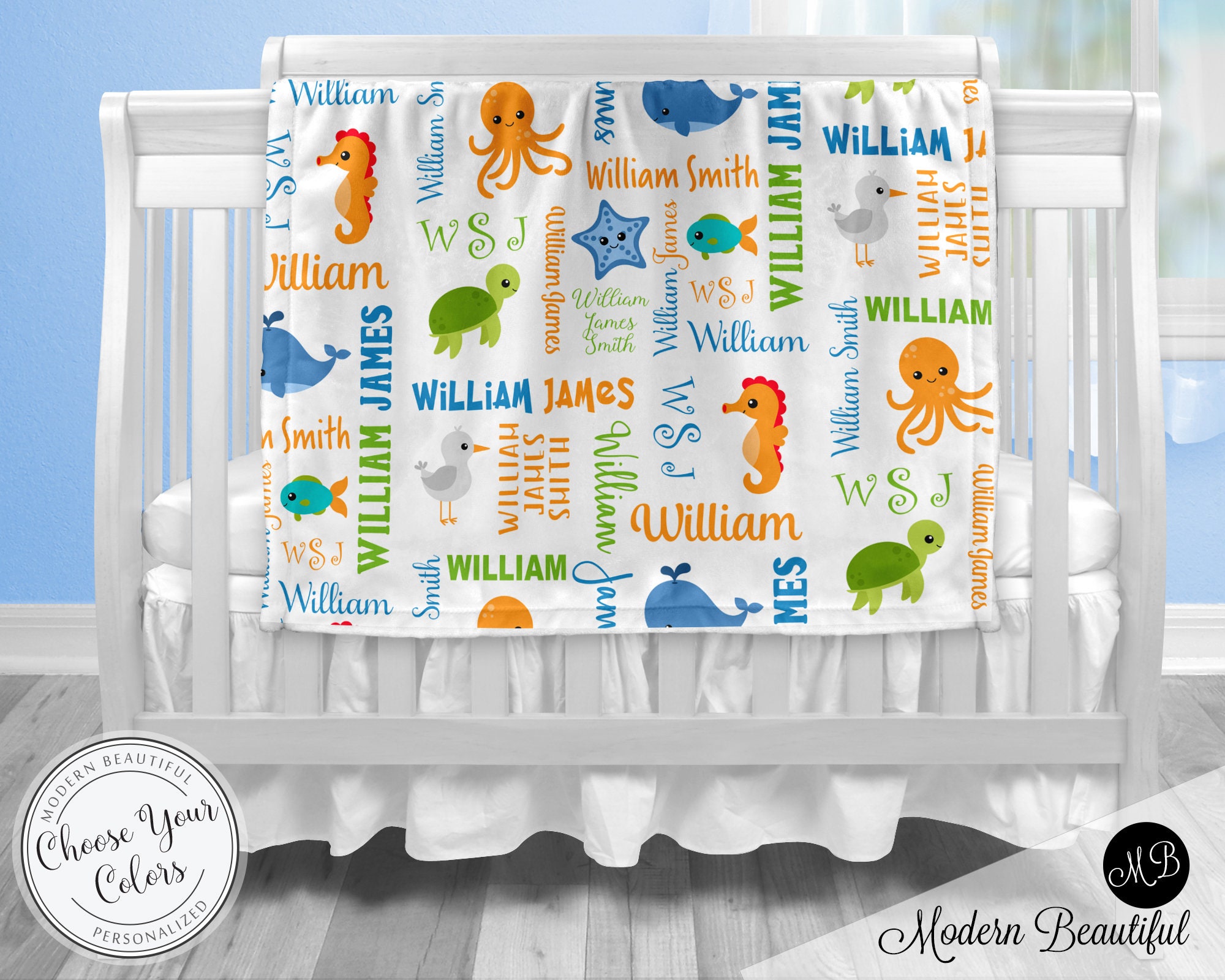 Under the Sea Baby Boy Blanket Under the Sea Personalized | Etsy