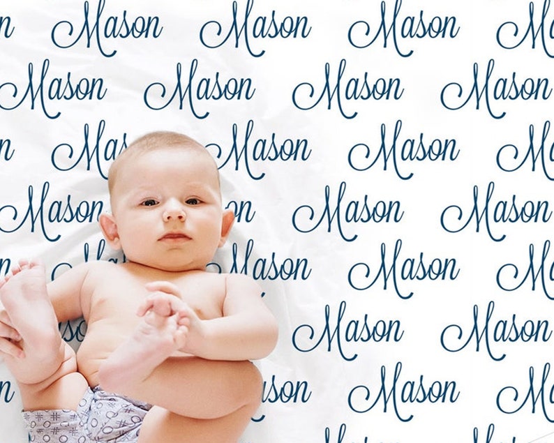 Baby boy name swaddle blanket personalized blanket name Etsy