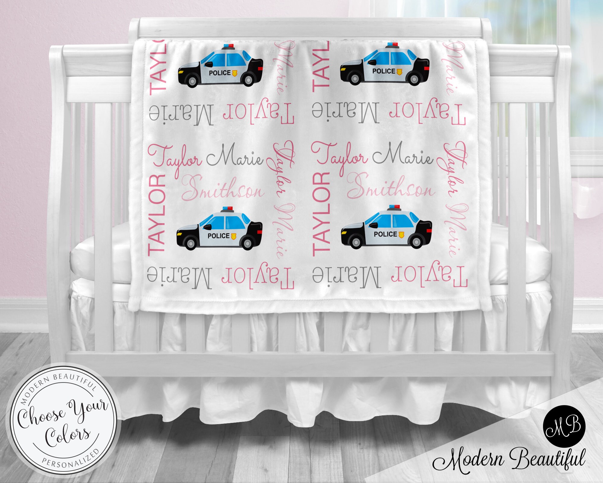Baby Girl Police Car Blanket Police Personalized Blanket Cop - Etsy