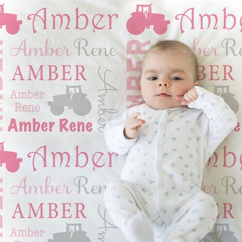 Personalized Tractor Blanket Farm Baby Blanket Farmer Etsy
