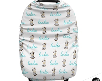 Personalized cow infant seat cover farm animal baby gift custom privacy cover with baby name nursing privacy cover