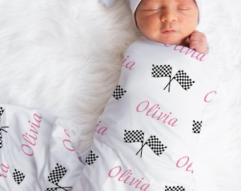 Manta para bebé con diseño de bandera a cuadros: Regalo personalizado para niña