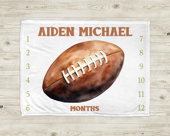 Football Milestone Blanket Baby Growth Blanket Personalized