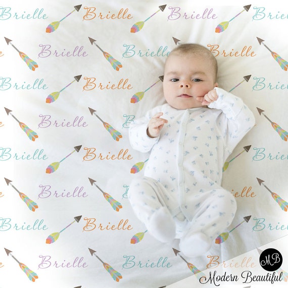 Arrow Baby Name Blanket Personalized Boho Baby Gift Tribal | Etsy