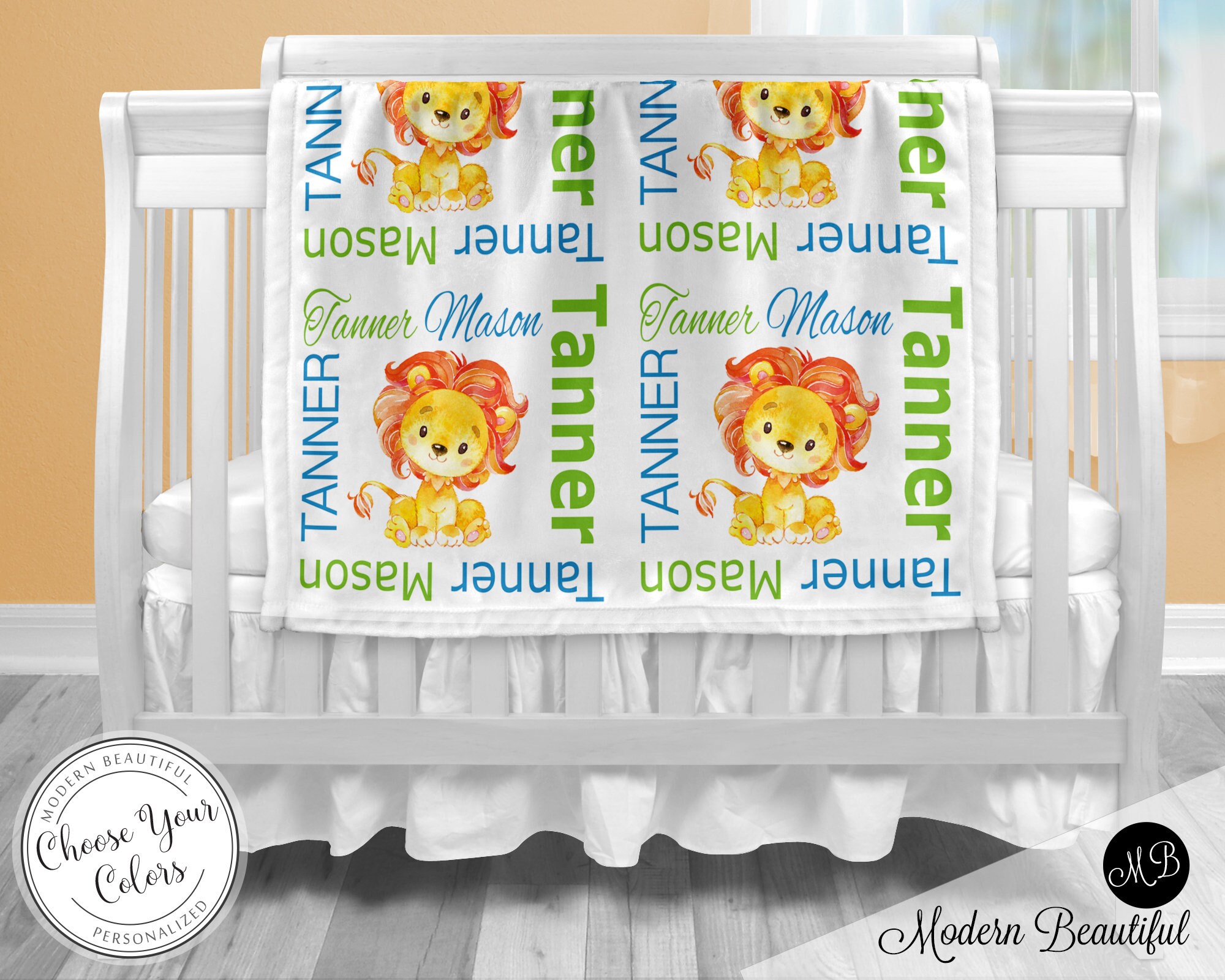 Lion baby name blanket baby boy lion blanket lion baby gift Etsy