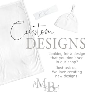 a white towel and a white hat with the words custom designs looking for a design