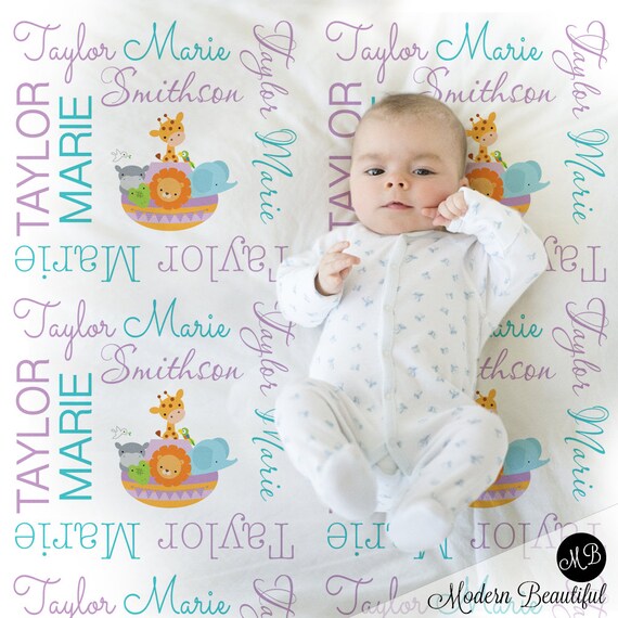 noah's ark baby blanket