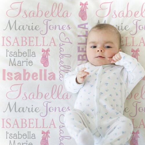 Personalized Girl Ballerina Ballet Pink and Purple Blanket Etsy