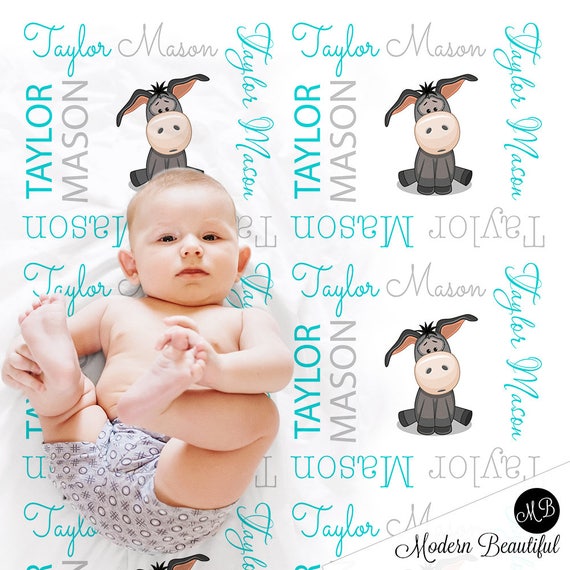 Donkey Baby Blanket Personalized Donkey Blanket With Name Etsy