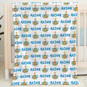 Baby boy Noah&#39;s ark name blanket Noah&#39;s ark newborn blanket, boy or girl, ark personalized baby gift, bible animals swaddle blanket