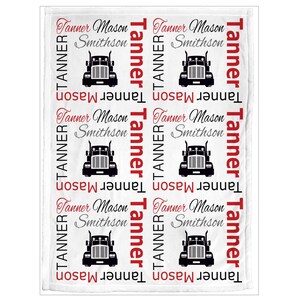 Personalized Big Rig Baby Blanket: Trucker Newborn Name Swaddle image 3