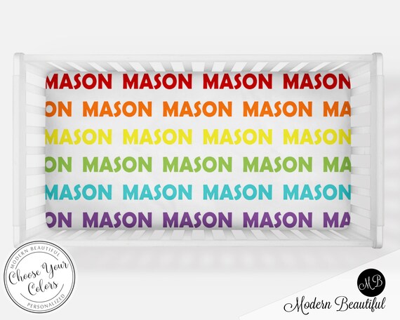 Personalized Crib Sheet Rainbow Baby Crib Sheets Boy Or Girl