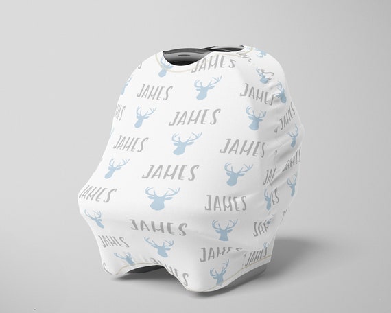 Deer Antler Car Seat Cover Boy Custom Infant Personalized Baby Name Cat Nursing Privacy By Modern Beautiful Catch My Party Deer Antler Car Seat Cover Boy, Deer Car Seat Canopy