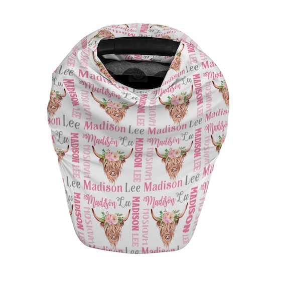Highland Cow Baby Car Seat Canopy Cover Pink Farm Cow Newborn Etsy