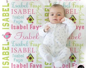 Bird baby blanket, bird house, personalized baby gift, bird baby blanket, baby blanket, personalized blanket, bird baby gift, choose colors