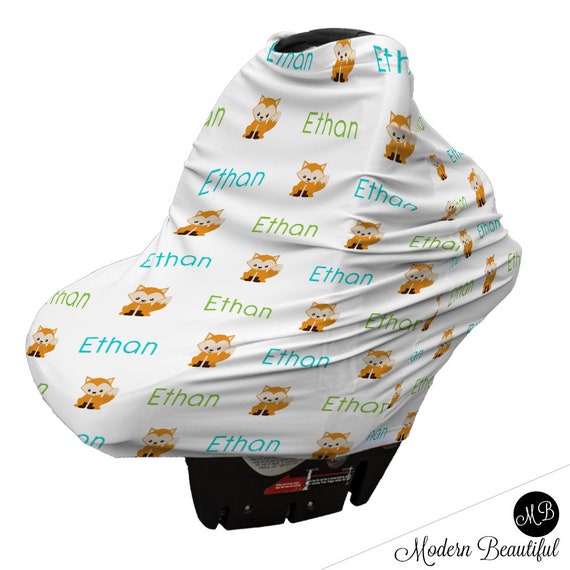 Baby Boy Or Girl Fox Car Seat Canopy Cover Custom