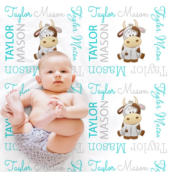 Cow Baby Blanket Personalized Cow Blanket Cow Keepsake Blanket Cow Personalized Name Blanket Cow Print Blanket Choose Colors By Modern Beautiful Catch My Party