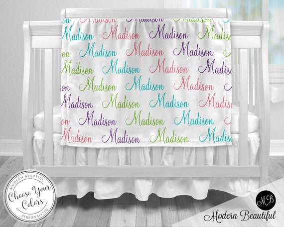 personalized rainbow baby blanket