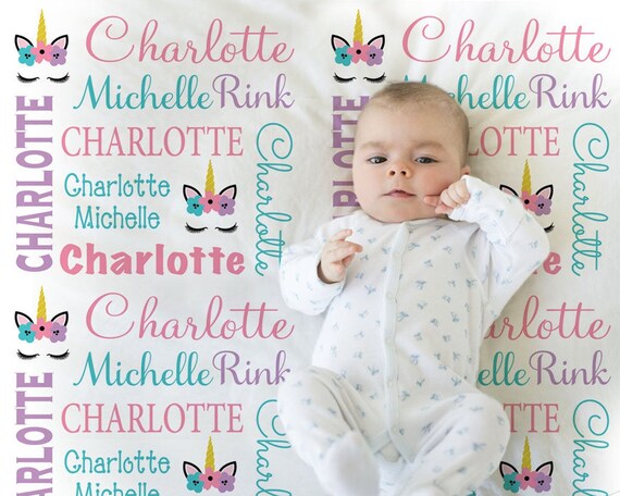 personalized unicorn baby blanket
