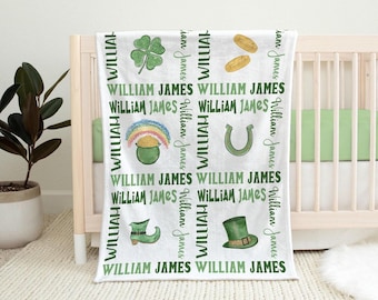 Baby Blanket: Personalized Shamrock Design - Irish Newborn Gift