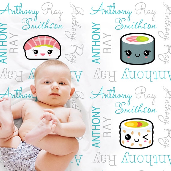 Boys Sushi Baby Blanket Cute Kawaii Newborn Blanket Sushi Theme
