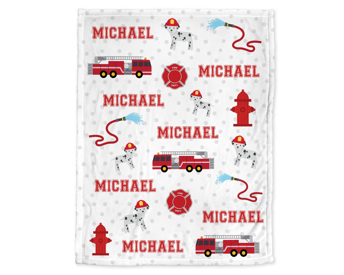 Boy Fire Truck Blanket Fireman Baby Gift Firefighter Etsy