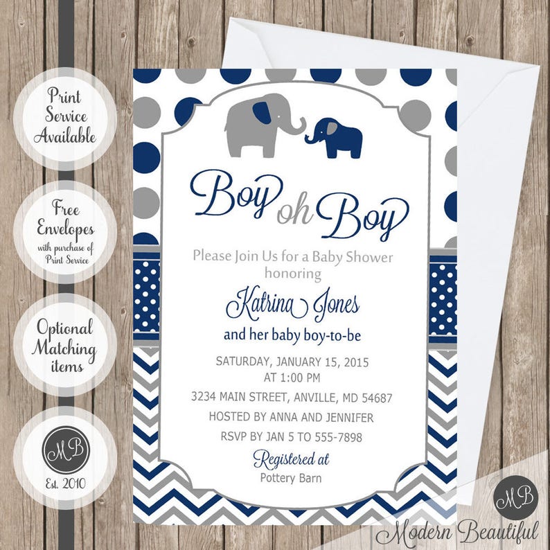 Boy Oh Boy Baby Shower Invitation Navy And Gray Chevron Etsy Boy Oh Boy Baby Shower Invitation Navy And Gray Chevron Etsy