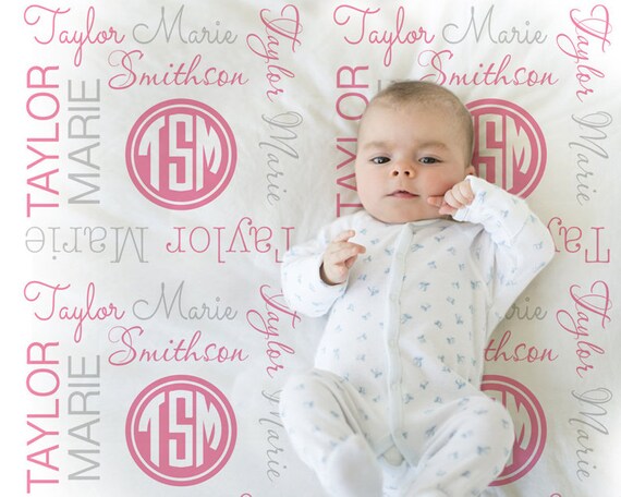 monogram baby blanket girl