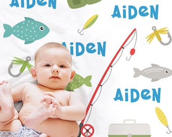 Personalized Fishing Baby Blanket: Fisherman Newborn Swaddle