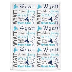 Motocross baby blanket, dirt bike swaddle blanket, motorcycle boy blanket, personalized dirt bike name blanket, motocross baby gift image 3