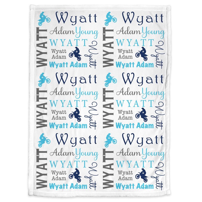 Motocross baby blanket, dirt bike swaddle blanket, motorcycle boy blanket, personalized dirt bike name blanket, motocross baby gift image 3