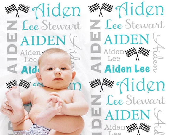 Racing flag baby blanket, drag racing baby blanket, racing baby gift, dragster baby blanket, racing name blanket, street racing baby blanket Il_570xn