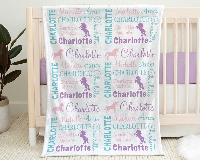 Personalized Unicorn Baby Blanket Newborn Baby Girl Swaddle Etsy