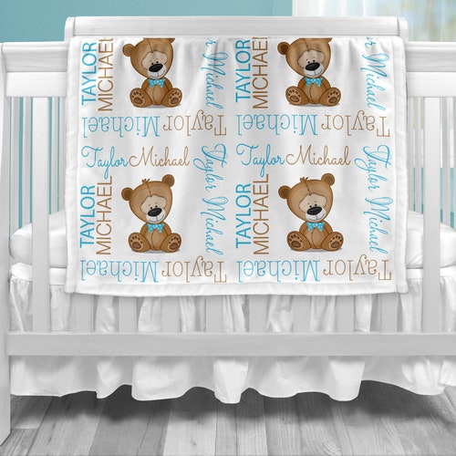 Bear Blanket Baby Boy Teddy Bear Blanket Bear Personalized Etsy