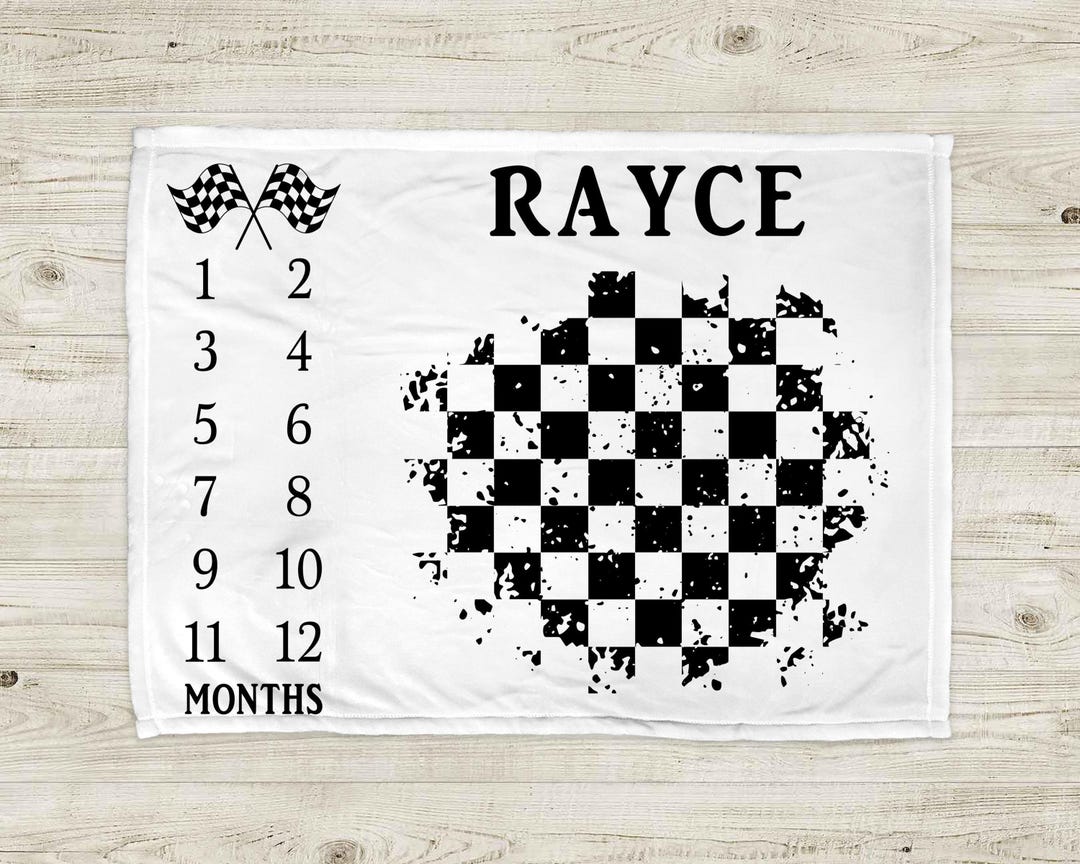 Race Flag Baby Milestone Blanket: Personalized Racing Photo Prop ...